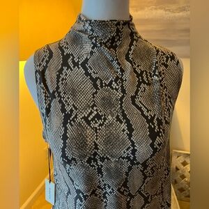 Babaton Gray Python Print Sleeveless Top